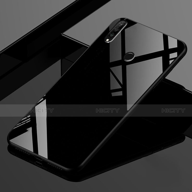 Coque Rebord Contour Silicone et Vitre Miroir Housse Etui Degrade Arc en Ciel pour Huawei P30 Lite New Edition Noir Plus