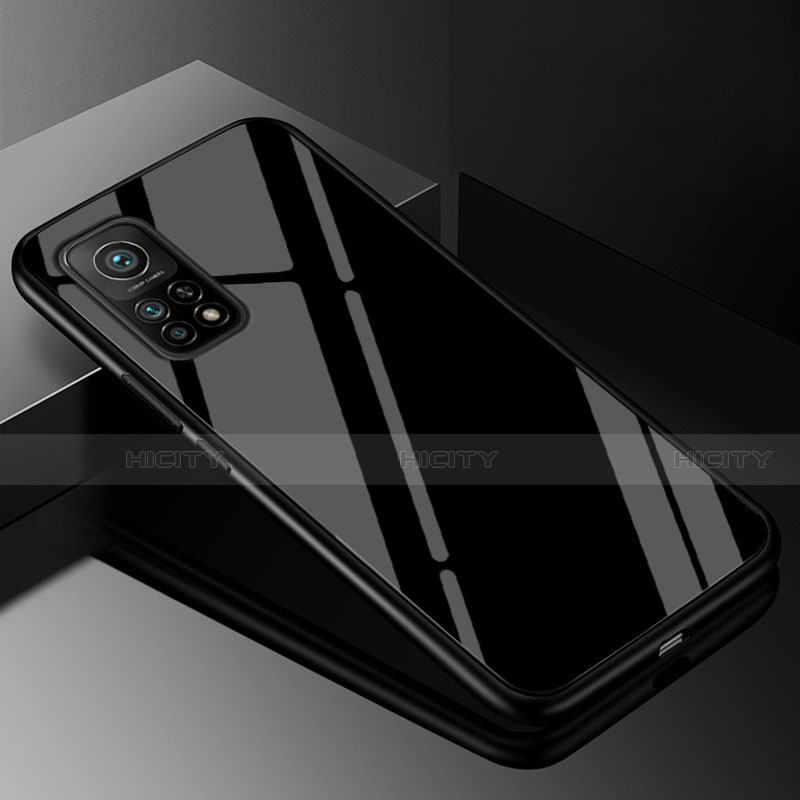 Coque Rebord Contour Silicone et Vitre Miroir Housse Etui Degrade Arc en Ciel pour Xiaomi Mi 10T 5G Noir Plus