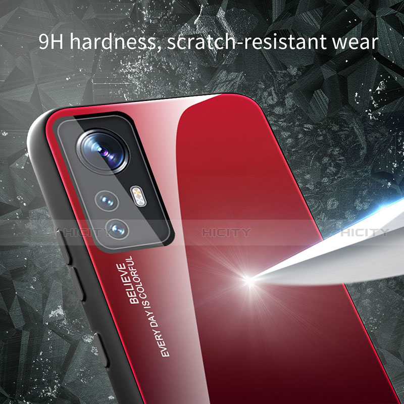 Coque Rebord Contour Silicone et Vitre Miroir Housse Etui Degrade Arc en Ciel pour Xiaomi Mi 12 5G Plus