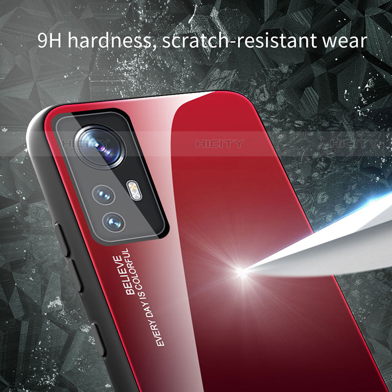 Coque Rebord Contour Silicone et Vitre Miroir Housse Etui Degrade Arc en Ciel pour Xiaomi Mi 12 Pro 5G Plus