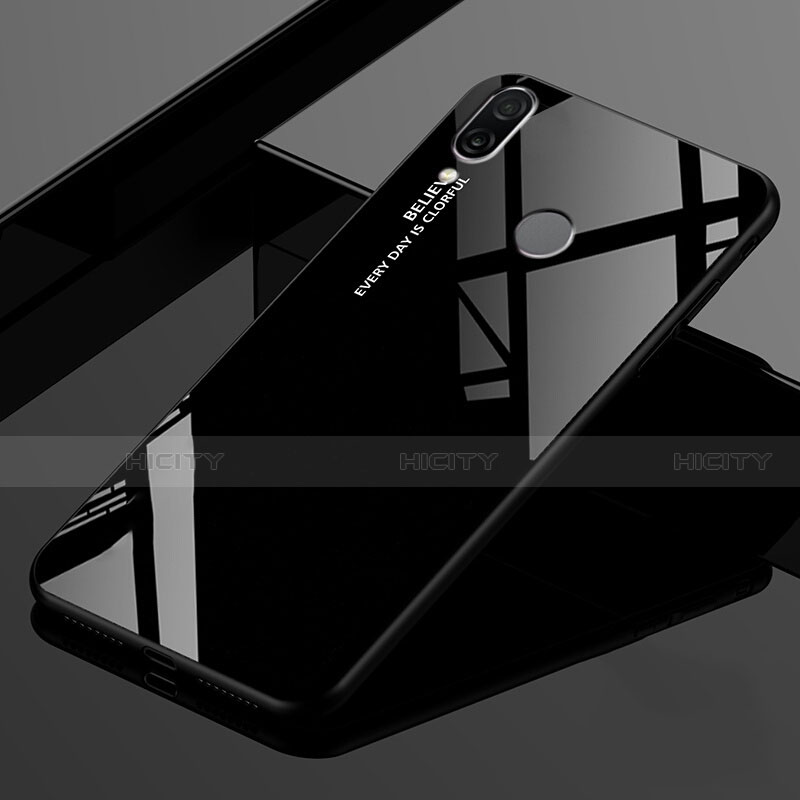 Coque Rebord Contour Silicone et Vitre Miroir Housse Etui Degrade Arc en Ciel pour Xiaomi Redmi 7 Noir Plus