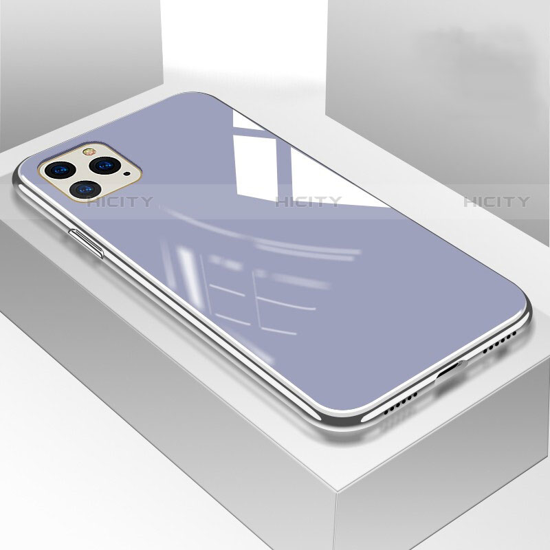 Coque Rebord Contour Silicone et Vitre Miroir Housse Etui M01 pour Apple iPhone 11 Pro Max Bleu Plus