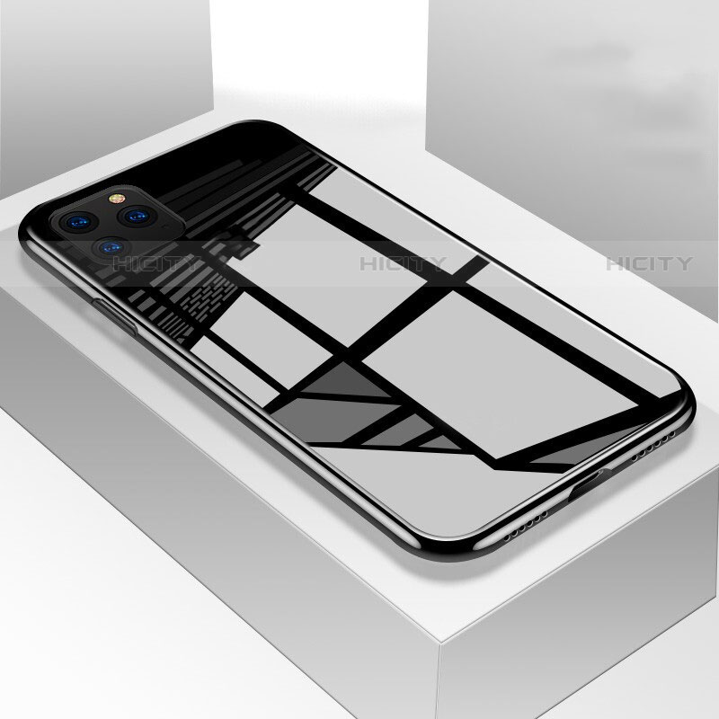 Coque Rebord Contour Silicone et Vitre Miroir Housse Etui M01 pour Apple iPhone 11 Pro Max Noir Plus