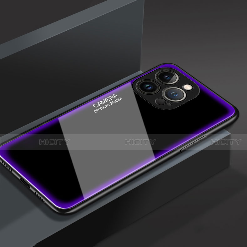 Coque Rebord Contour Silicone et Vitre Miroir Housse Etui M01 pour Apple iPhone 13 Pro Max Violet Plus