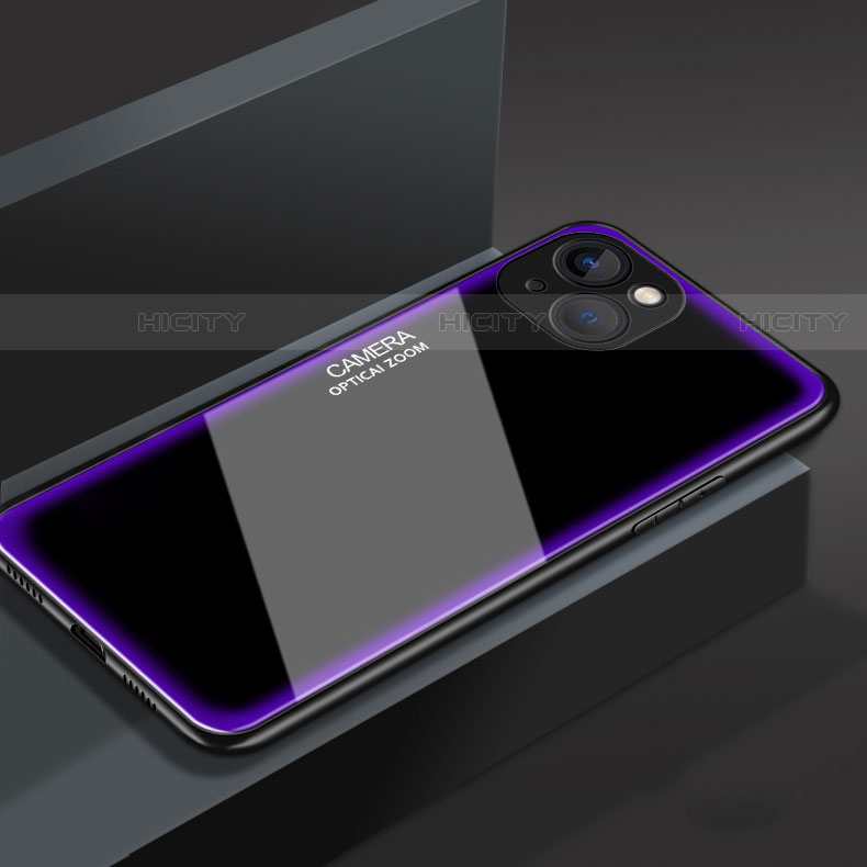 Coque Rebord Contour Silicone et Vitre Miroir Housse Etui M01 pour Apple iPhone 13 Violet Plus