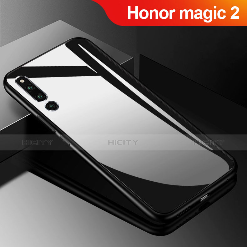 Coque Rebord Contour Silicone et Vitre Miroir Housse Etui M01 pour Huawei Honor Magic 2 Noir Plus