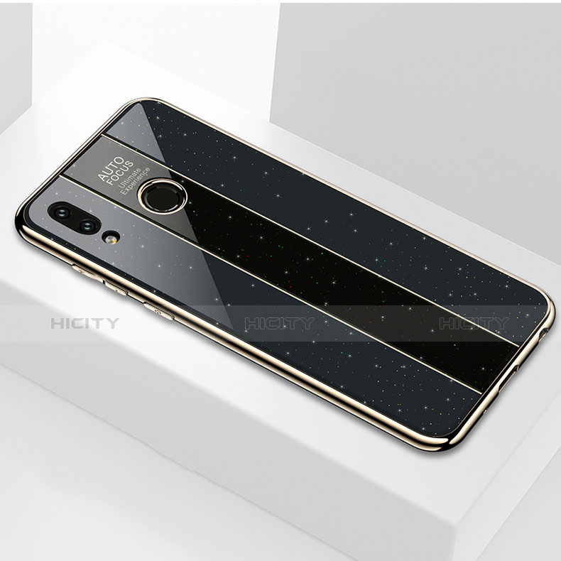Coque Rebord Contour Silicone et Vitre Miroir Housse Etui M01 pour Huawei P Smart (2019) Noir Plus