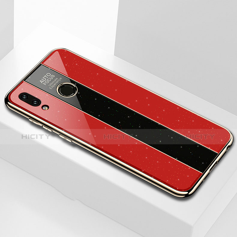 Coque Rebord Contour Silicone et Vitre Miroir Housse Etui M01 pour Huawei P Smart (2019) Rouge Plus