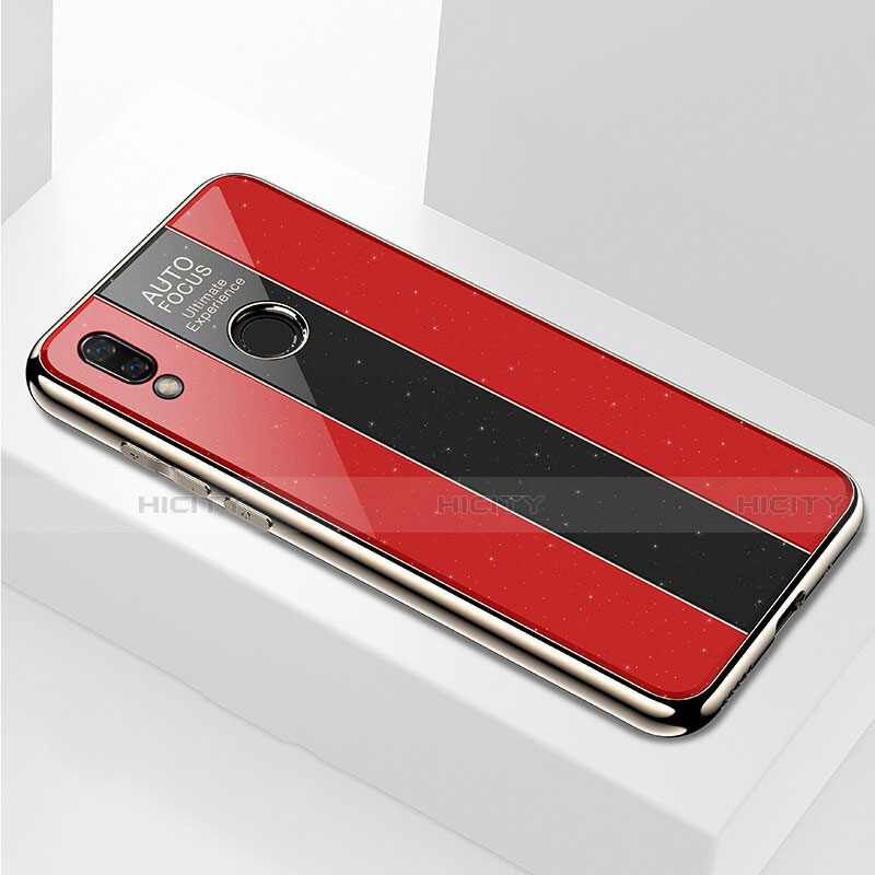 Coque Rebord Contour Silicone et Vitre Miroir Housse Etui M01 pour Huawei P Smart+ Plus Rouge Plus