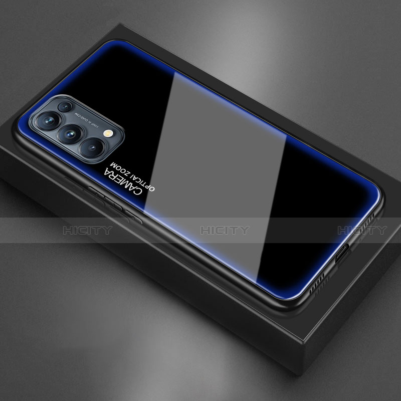 Coque Rebord Contour Silicone et Vitre Miroir Housse Etui M01 pour Oppo Find X3 Lite 5G Bleu Plus