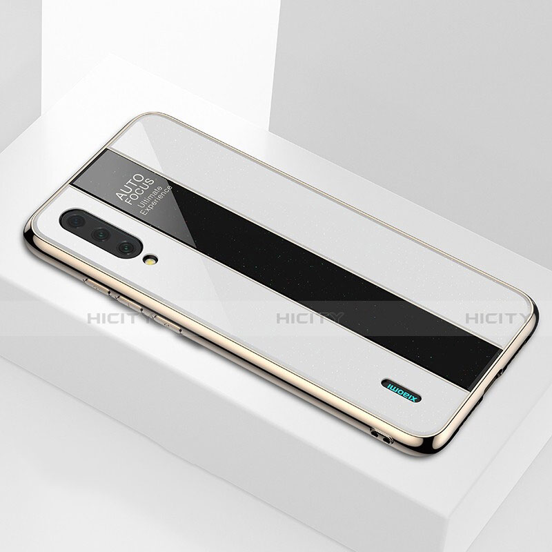 Coque Rebord Contour Silicone et Vitre Miroir Housse Etui M01 pour Xiaomi CC9e Blanc Plus