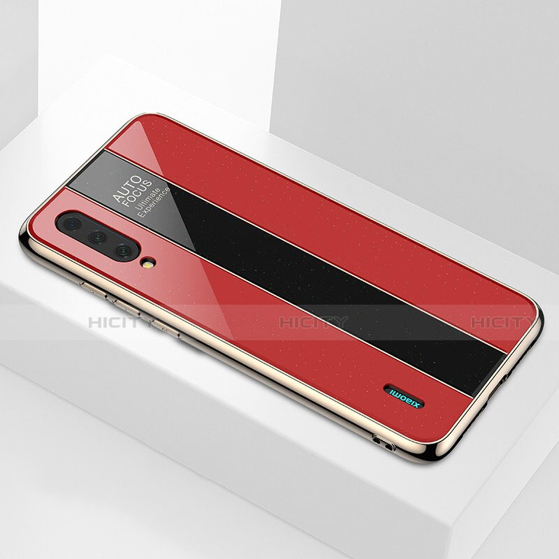 Coque Rebord Contour Silicone et Vitre Miroir Housse Etui M01 pour Xiaomi CC9e Rouge Plus