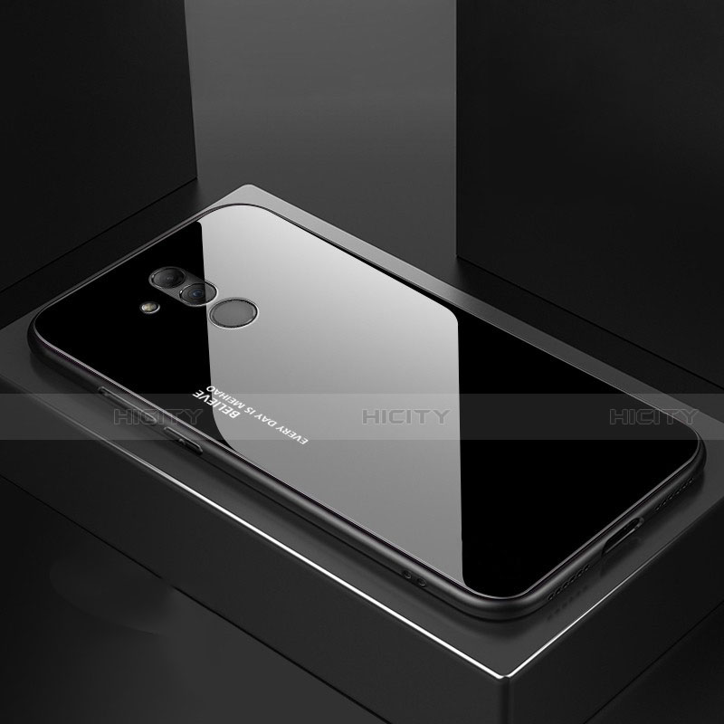 Coque Rebord Contour Silicone et Vitre Miroir Housse Etui M02 pour Huawei Mate 20 Lite Noir Plus