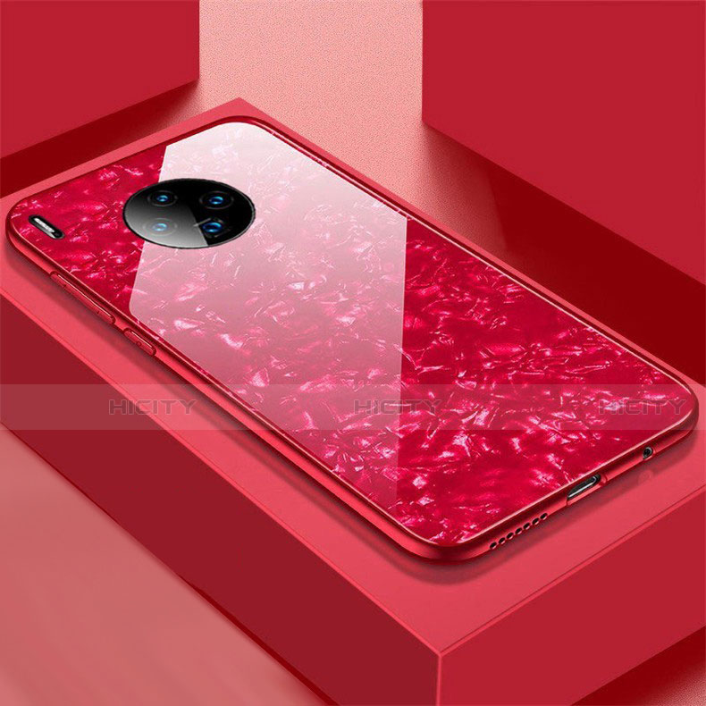 Coque Rebord Contour Silicone et Vitre Miroir Housse Etui M02 pour Huawei Mate 30 5G Rouge Plus