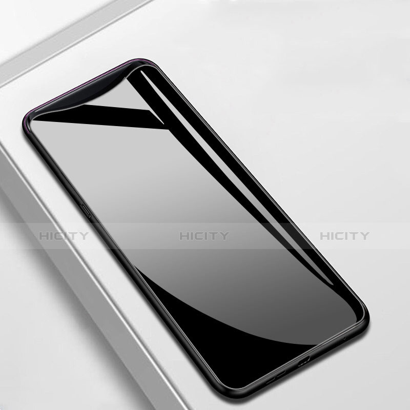 Coque Rebord Contour Silicone et Vitre Miroir Housse Etui M02 pour Oppo Find X Noir Plus