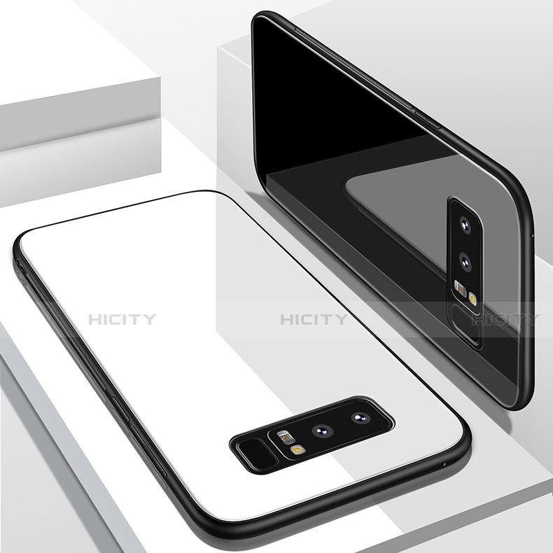 Coque Rebord Contour Silicone et Vitre Miroir Housse Etui M02 pour Samsung Galaxy Note 8 Plus