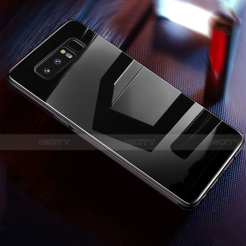 Coque Rebord Contour Silicone et Vitre Miroir Housse Etui M02 pour Samsung Galaxy Note 8 Plus