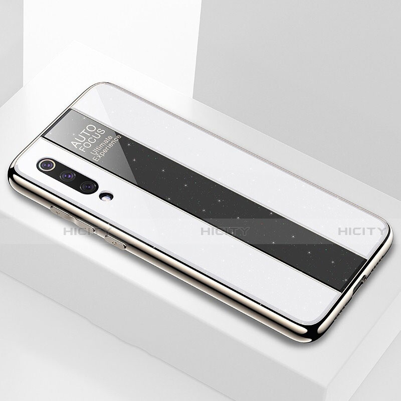 Coque Rebord Contour Silicone et Vitre Miroir Housse Etui M02 pour Xiaomi Mi 9 Blanc Plus