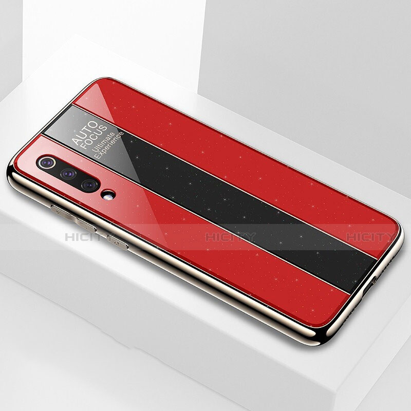 Coque Rebord Contour Silicone et Vitre Miroir Housse Etui M02 pour Xiaomi Mi 9 SE Rouge Plus
