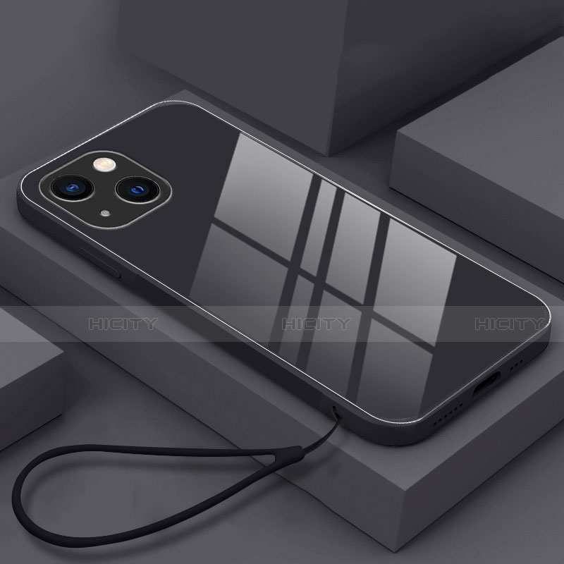 Coque Rebord Contour Silicone et Vitre Miroir Housse Etui M03 pour Apple iPhone 14 Plus Noir Plus