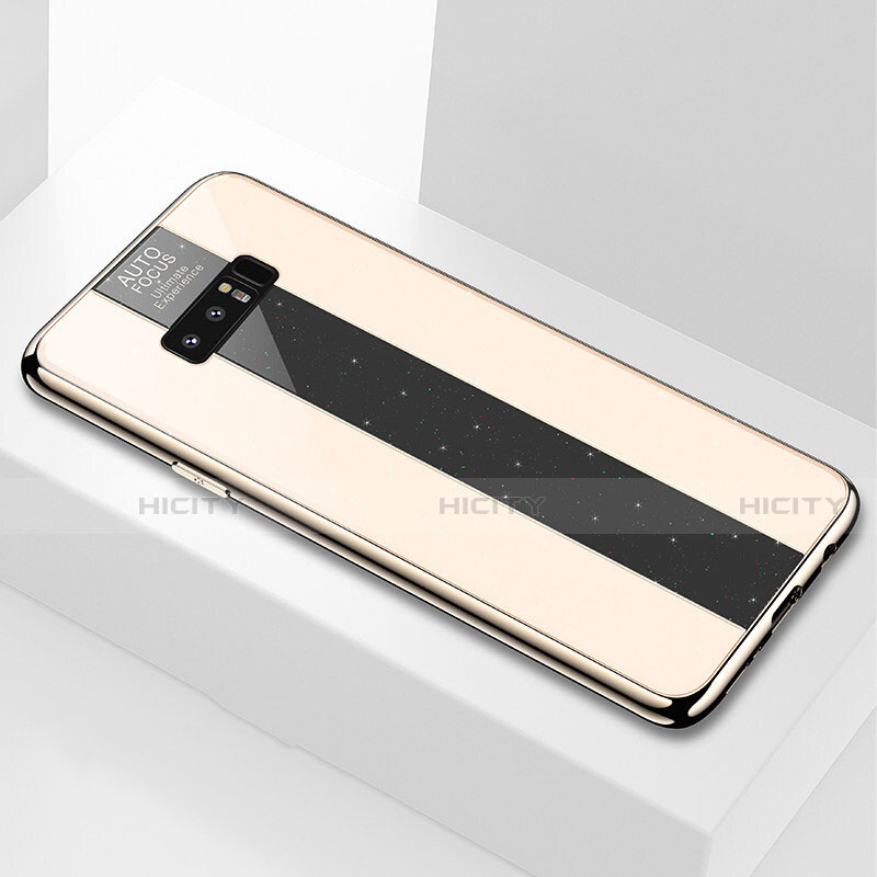 Coque Rebord Contour Silicone et Vitre Miroir Housse Etui M03 pour Samsung Galaxy Note 8 Or Plus