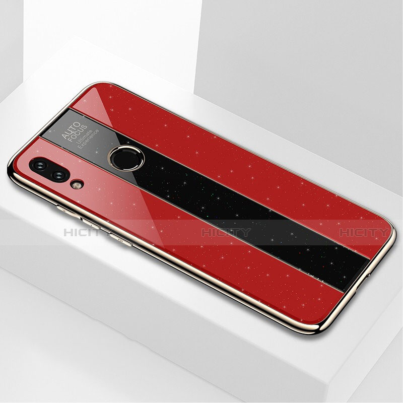 Coque Rebord Contour Silicone et Vitre Miroir Housse Etui M03 pour Xiaomi Redmi Note 7 Pro Rouge Plus