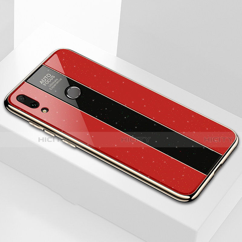 Coque Rebord Contour Silicone et Vitre Miroir Housse Etui M04 pour Huawei Y9 (2019) Rouge Plus