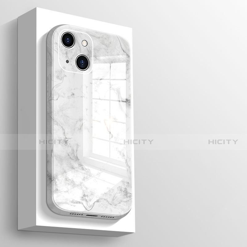 Coque Rebord Contour Silicone et Vitre Miroir Housse Etui M05 pour Apple iPhone 13 Mini Blanc Plus