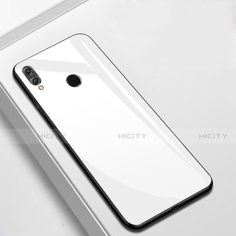 Coque Rebord Contour Silicone et Vitre Miroir Housse Etui M05 pour Huawei Y9 (2019) Blanc Plus