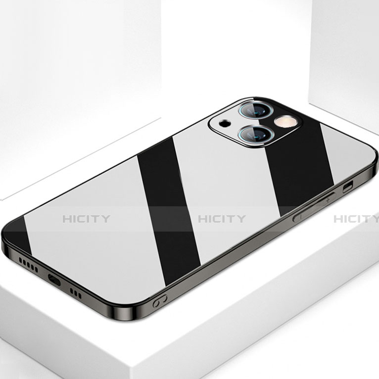 Coque Rebord Contour Silicone et Vitre Miroir Housse Etui M09 pour Apple iPhone 13 Mini Noir Plus