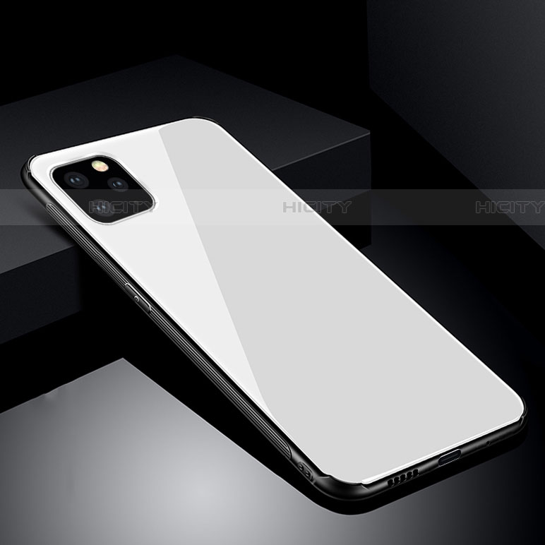 Coque Rebord Contour Silicone et Vitre Miroir Housse Etui pour Apple iPhone 11 Pro Blanc Plus