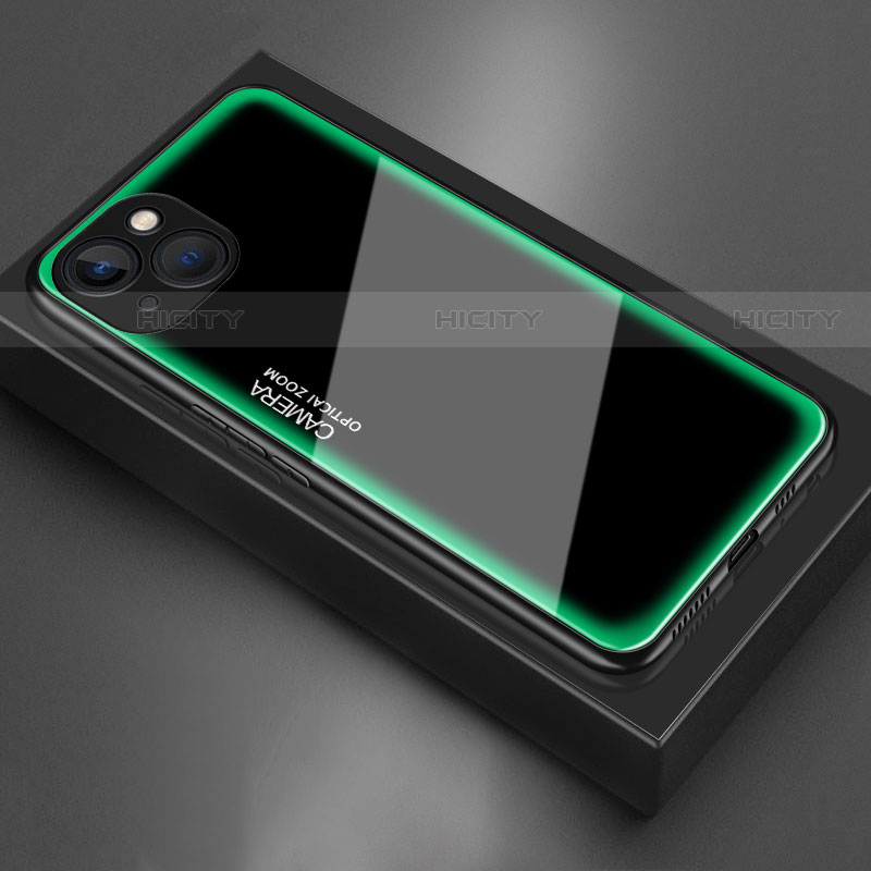 Coque Rebord Contour Silicone et Vitre Miroir Housse Etui pour Apple iPhone 13 Mini Vert Plus