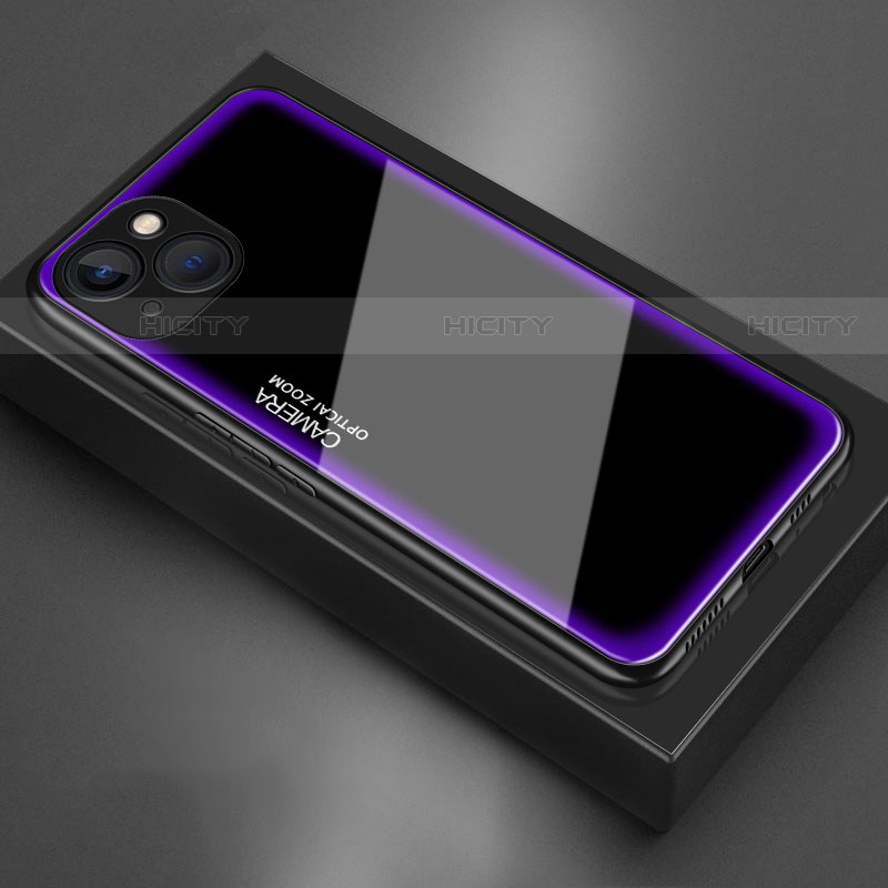 Coque Rebord Contour Silicone et Vitre Miroir Housse Etui pour Apple iPhone 13 Mini Violet Plus