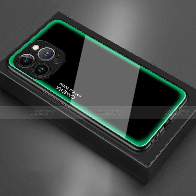 Coque Rebord Contour Silicone et Vitre Miroir Housse Etui pour Apple iPhone 13 Pro Max Vert Plus