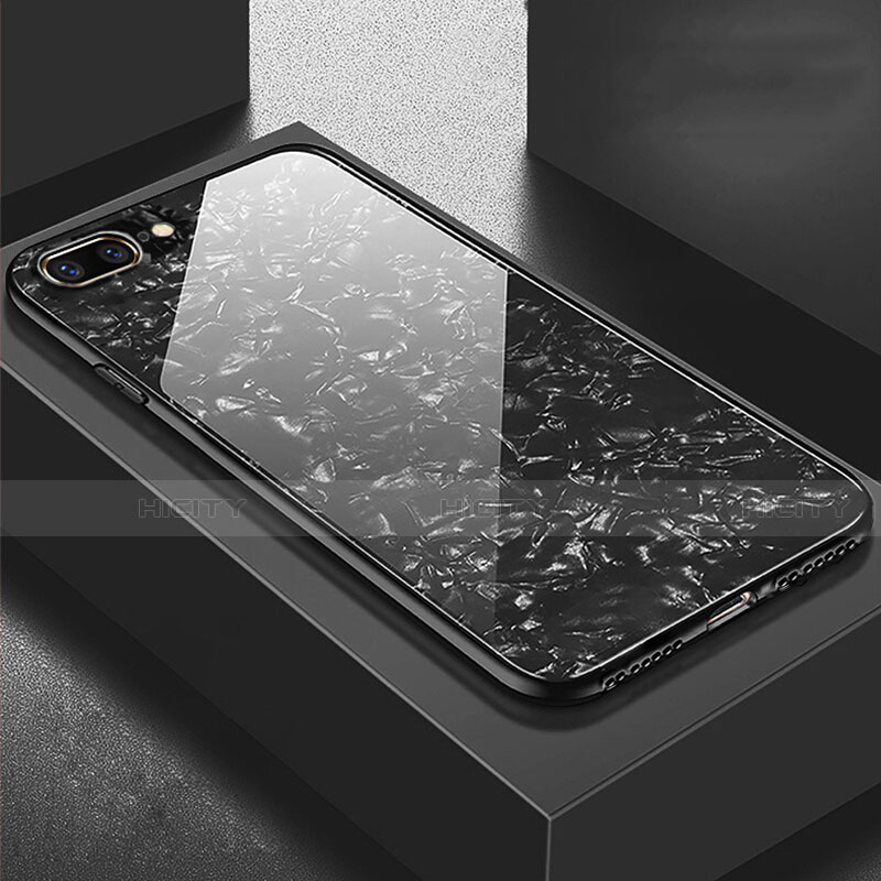 Coque Rebord Contour Silicone et Vitre Miroir Housse Etui pour Apple iPhone 7 Plus Noir Plus