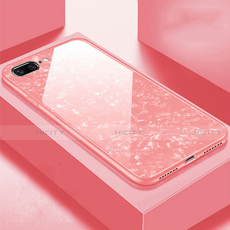 Coque Rebord Contour Silicone et Vitre Miroir Housse Etui pour Apple iPhone 8 Plus Or Rose Plus
