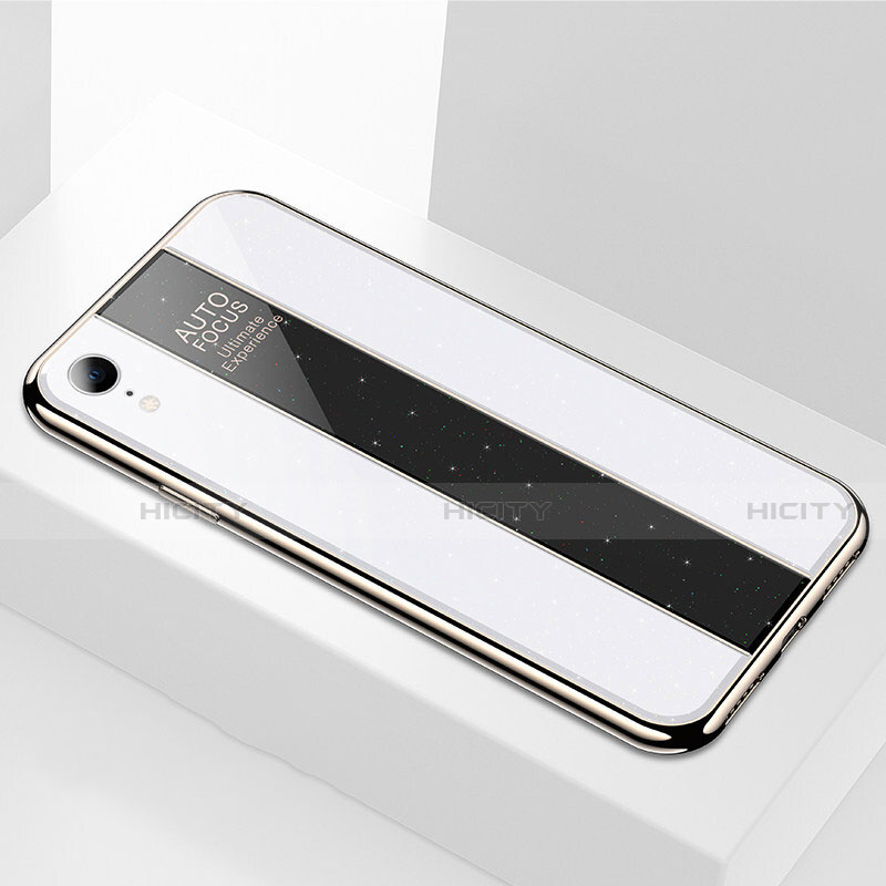 Coque Rebord Contour Silicone et Vitre Miroir Housse Etui pour Apple iPhone XR Blanc Plus