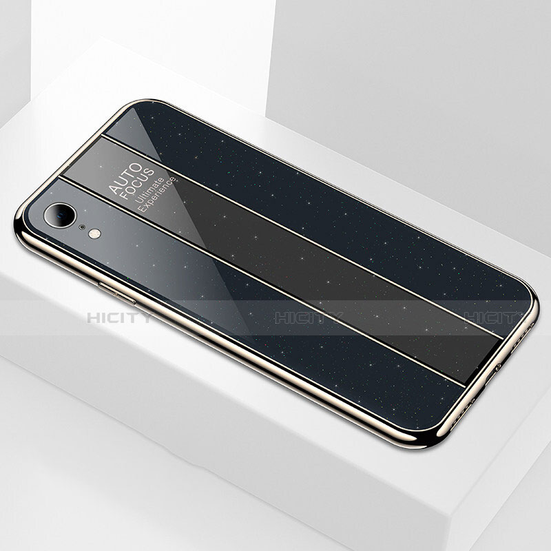 Coque Rebord Contour Silicone et Vitre Miroir Housse Etui pour Apple iPhone XR Noir Plus