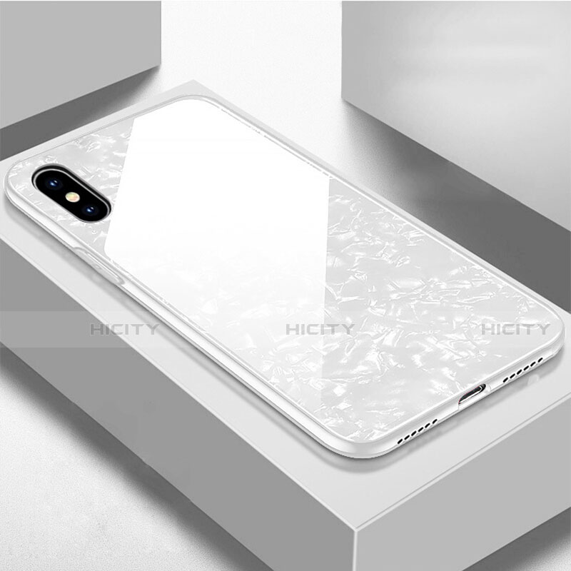 Coque Rebord Contour Silicone et Vitre Miroir Housse Etui pour Apple iPhone Xs Max Blanc Plus