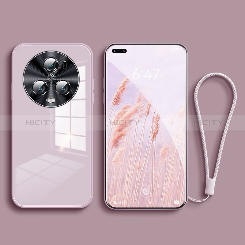 Coque Rebord Contour Silicone et Vitre Miroir Housse Etui pour Huawei Honor Magic5 Pro 5G Violet Clair Plus