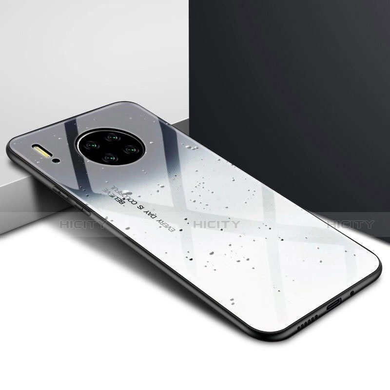 Coque Rebord Contour Silicone et Vitre Miroir Housse Etui pour Huawei Mate 30 5G Gris Plus