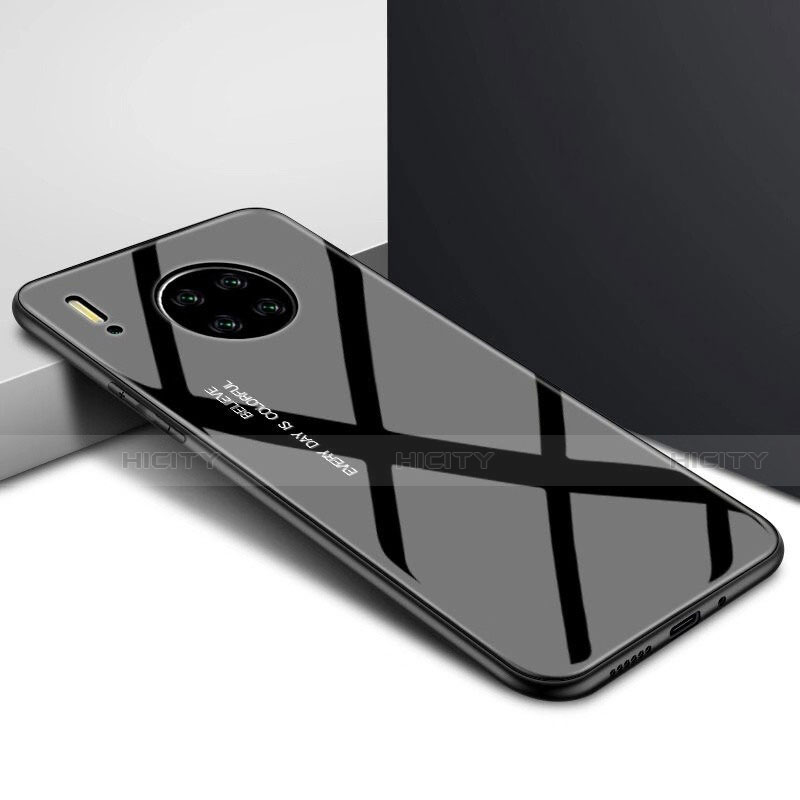 Coque Rebord Contour Silicone et Vitre Miroir Housse Etui pour Huawei Mate 30 5G Noir Plus