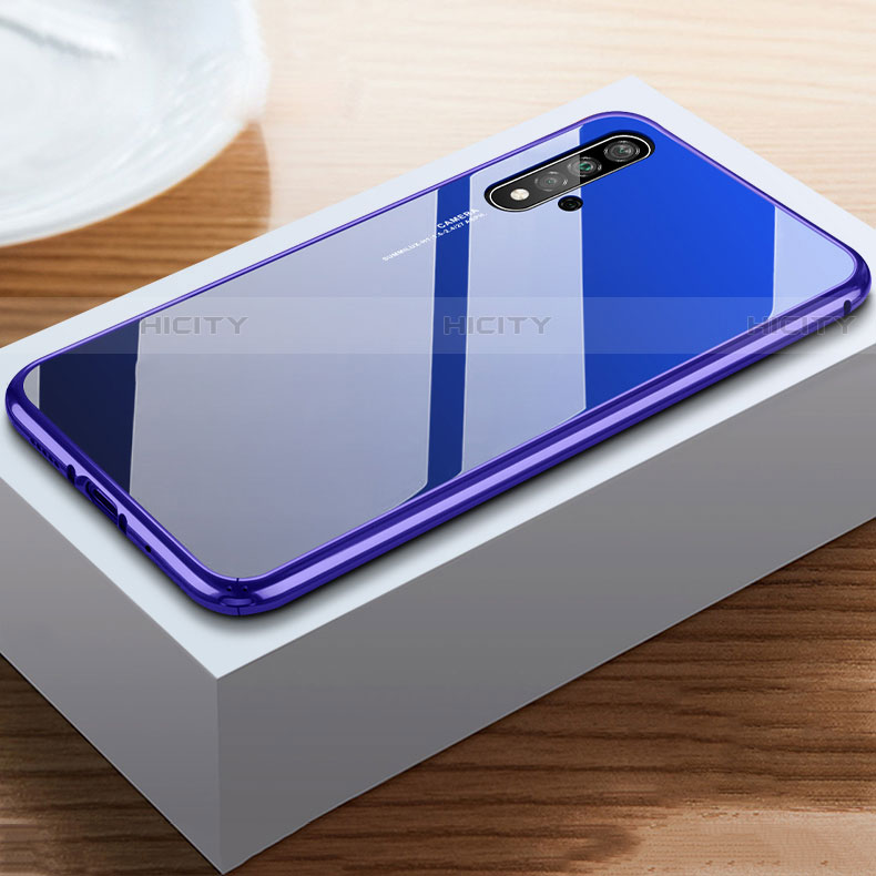 Coque Rebord Contour Silicone et Vitre Miroir Housse Etui pour Huawei Nova 5T Bleu Plus