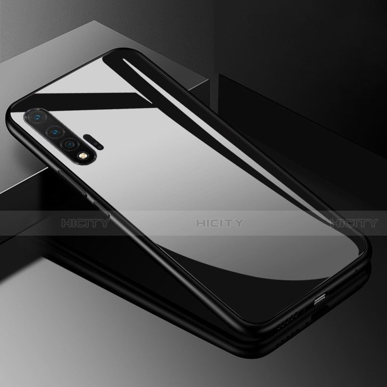 Coque Rebord Contour Silicone et Vitre Miroir Housse Etui pour Huawei Nova 6 Noir Plus