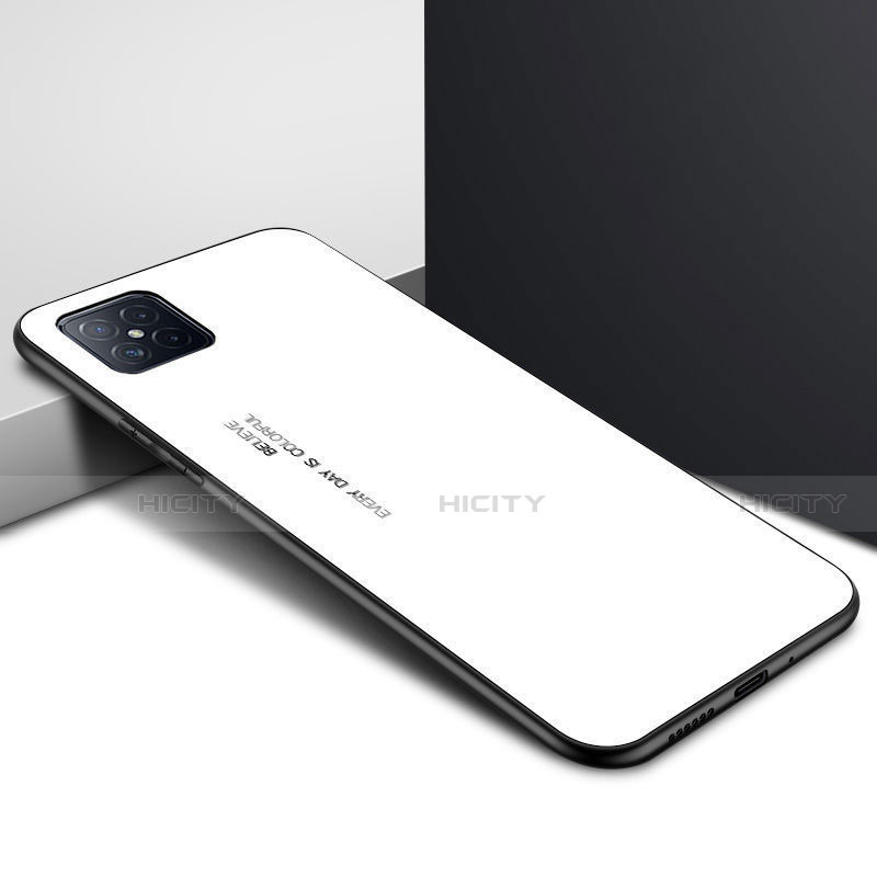 Coque Rebord Contour Silicone et Vitre Miroir Housse Etui pour Huawei Nova 8 SE 5G Blanc Plus
