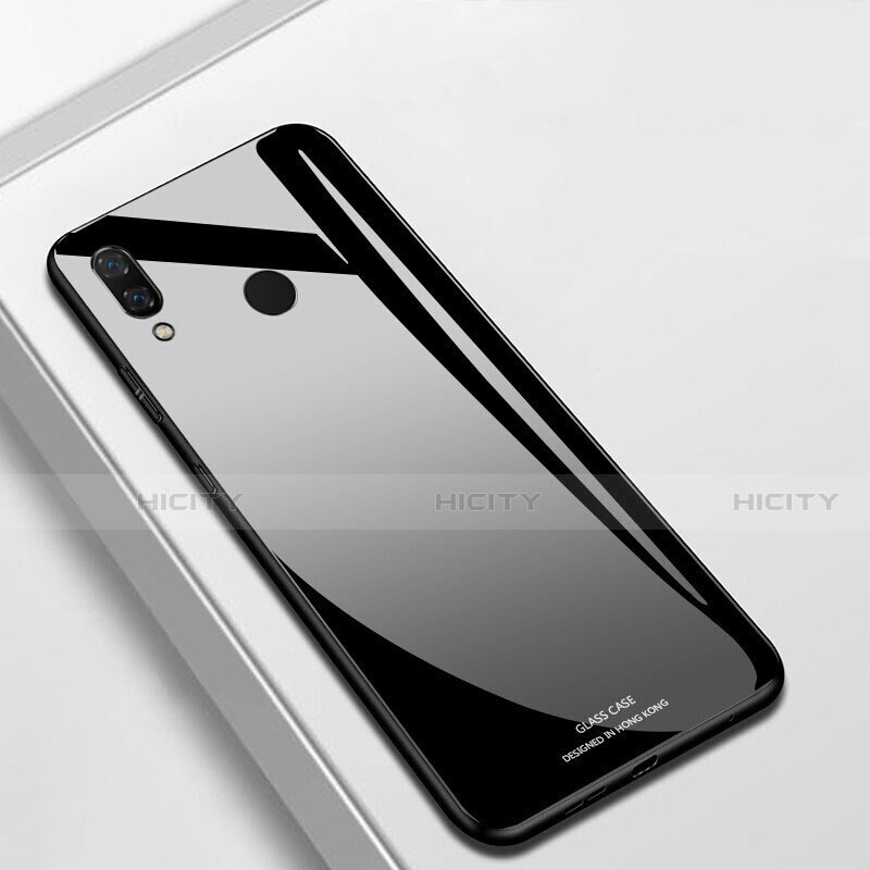 Coque Rebord Contour Silicone et Vitre Miroir Housse Etui pour Huawei P Smart+ Plus Noir Plus