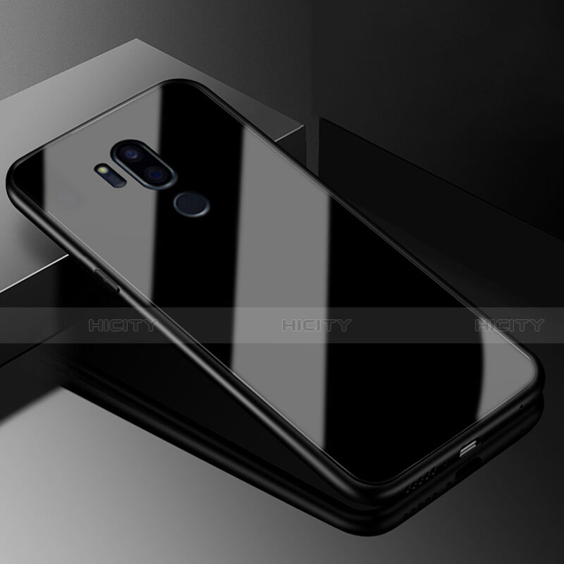 Coque Rebord Contour Silicone et Vitre Miroir Housse Etui pour LG G7 Noir Plus