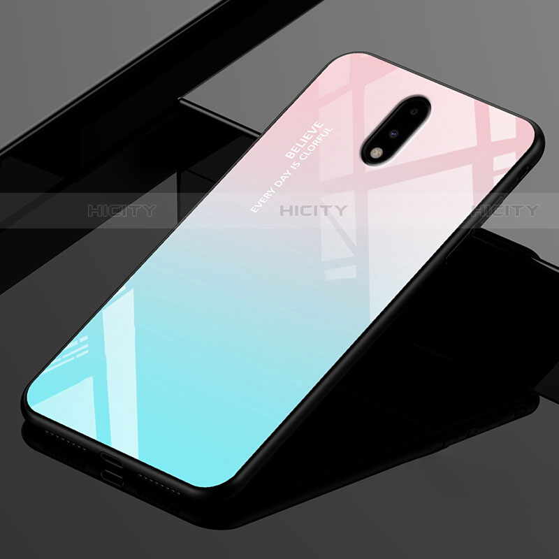 Coque Rebord Contour Silicone et Vitre Miroir Housse Etui pour OnePlus 7 Plus