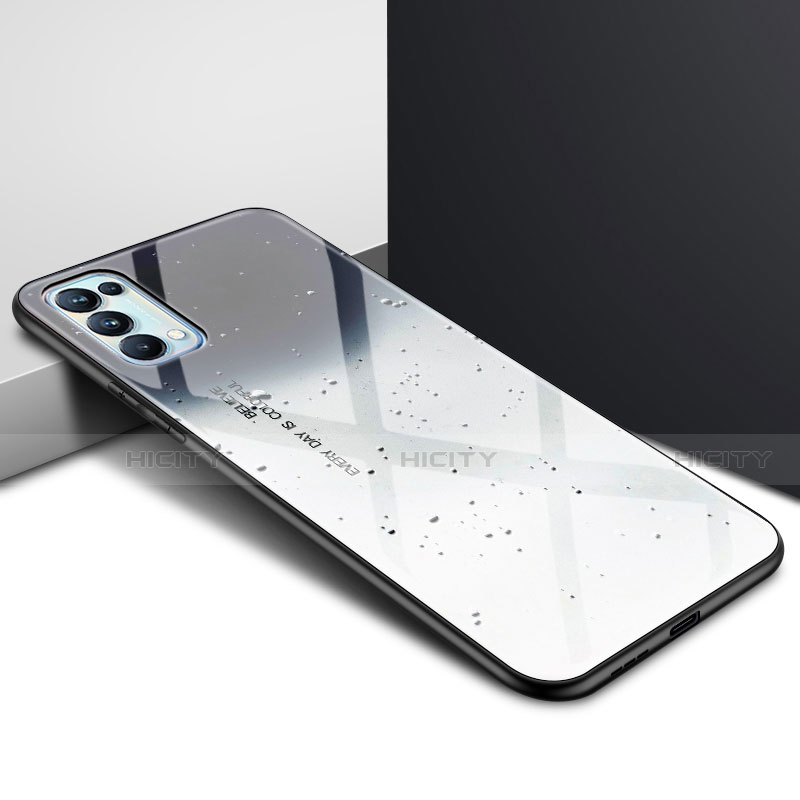 Coque Rebord Contour Silicone et Vitre Miroir Housse Etui pour Oppo Find X3 Lite 5G Gris Plus
