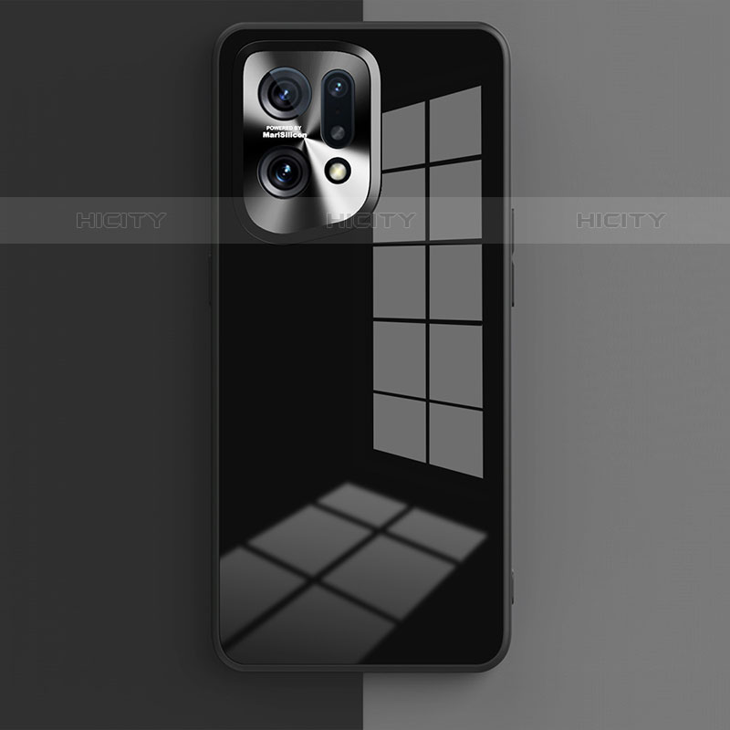 Coque Rebord Contour Silicone et Vitre Miroir Housse Etui pour Oppo Find X5 Pro 5G Noir Plus